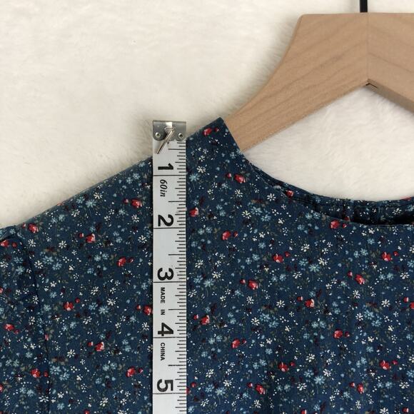 VTG 70s Handmade Maxi Tiered Prairie Dress 36" *See Measurements Blue Calico - Picture 3 of 13